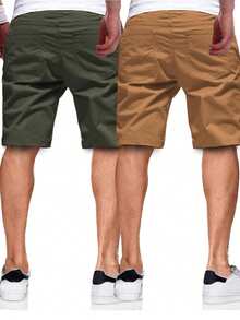 Manfinity Homme 2pcs Loose Fit Men's Patched Detail Drawstring Shorts - Multicolor - View 2