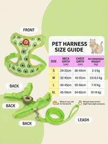 PETSIN 可愛寵物胸背帶與牽繩套裝，適用於小型犬，防逃脫貓牽繩，可調節貓背心，四季皆宜戶外散步 - 彩色 - 查看 5
