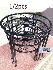 1/3 Pcs Heavy-Duty Rust-Proof Metal Plant Supports, Sturdy Holders For Potted Plants. Suitable For Flower Pots And Metal Garden Containers. Decorative Indoor Home Decor, Space-Saving Storage Rack. - multicolor - View 1