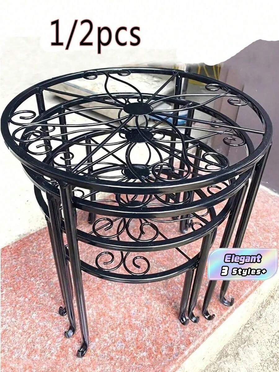 1/3 Pcs Heavy-Duty Rust-Proof Metal Plant Supports, Sturdy Holders For Potted Plants. Suitable For Flower Pots And Metal Garden Containers. Decorative Indoor Home Decor, Space-Saving Storage Rack. - multicolor - View 1
