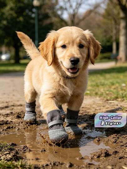 4 Pcs Waterproof Dog Shoes Set, Random Styles. Non-Slip Soft Durable Soles, Washable & Reusable. Fits Shiba Inu, Bichon, Corgi And More. Perfect For Rain, Snow, Hot Ground, Indoor Hardwood Floors & Outdoor Walks.