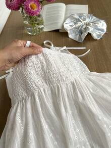 Comfortcana Plus Size White Casual Doll Collar Embroidered Camisole And Tank Top, Summer - White - View 6