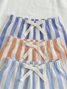 Loomiva Baby Boy Striped Fashion Contrast Color Versatile Long Pants 3pcs Set - Multicolor - View 6