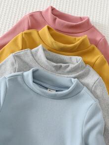 Cozy Pixies Baby Girl Solid Color Soft Knit Crew Neck Long Sleeve Pullover Tops 4pcs/Set - Multicolor - View 4
