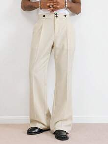 TOKVUE Men's Black Flared Straight Leg Trousers Formal - Apricot - View 5