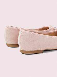 CUCCOO DOLLMOD Women's Shoes, Light Pink, Suede Ballet Flats, Bow-Tie Lace-Up Flats, Suitable For Casual Daily Wear - Baby Pink - View 6