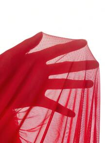 BamGleam Mistrie Women's Everyday Business, Casual, Elegant, Sexy, Vacation, Solid Color, Folded Shoulder, Metal Chain + Shell Accents Dress, Spring, Summer, Autumn Season. Women's Sexy Vacation Dress, Country Music Festival Attire, Women's Country Clothing, Women's Workwear, Social Event Dress. - Red - View 7