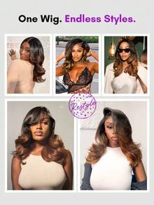 ALL READY WIG T1B/4 Ombre Highlight Bob Wig Human Hair 14 Inch Body Wave Bob Wig Loose Wavy 8x5 Lace Front Glueless Drawstring Wig Pre Plucked 180% Density Ready To Go Wig - T1B/4 - View 4