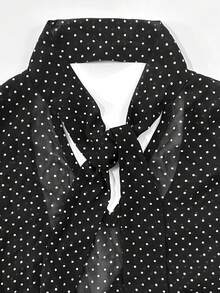 SHEIN Women's Daily Versatile Summer Chiffon Polka Dot Sleeveless Black Tie Blouse, Elegant Sheer Shirt For Outings And Commuting - Black - View 5