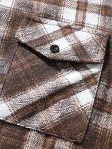 Manfinity Homme Men's Plus Size Casual Plaid Shacket, Spring/Autumn - Multicolor - View 8