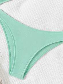 Swim Mod Women's 2 Pieces Bikini Swimsuit Set, Double Strap, Casual Versatile Swimwear For Island Beach Vacation - Mint Green - View 3