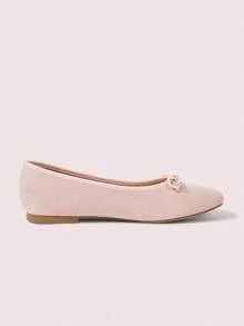 CUCCOO DOLLMOD Women's Shoes, Light Pink, Suede Ballet Flats, Bow-Tie Lace-Up Flats, Suitable For Casual Daily Wear - Baby Pink - View 5