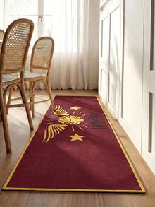 HARRY POTTER X SHEIN A Rubber Kitchen Long Carpet, Cartoon Printing Pattern, Nordic Light Luxury High-End Style Kitchen Mat, Long Running Carpet Laundry Carpet, The Fabric Is Thick And Foot-Feeling, Easy To Take Care Of, Machine Washable And Washable, Practical Entrance - Burgundy - View 5