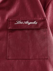AXEPEAK Camisa casual versátil de uso diario con patrón de letras y abotonadura sencilla para hombres - Rojo - Ver 6