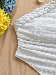Soleia 新款夏季度假女款不對稱下擺不對稱領雙扭結上衣綠色洋裝，優雅女式襯衫，女款沙灘穿搭，波希米亞風，度假，秋季女裝，復古，假日，情人節，聖誕節，百搭，音樂節，通勤 - 白色 - 查看 4