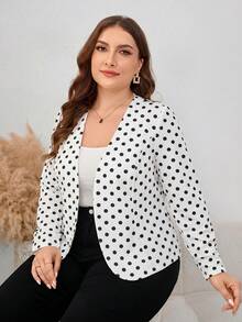 SHEIN Clasi Plus Size Women's Solid Color Simple Daily Long Sleeve Jacket,Business Casual Woman Fall - White - View 1
