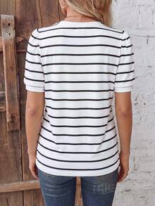 EMERY ROSE Camiseta casual versátil con estampado de rayas para mujer, nueva y de gran en primavera/verano - Multicolor - Ver 2