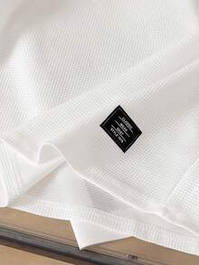 Boys' Summer Waffle Stripe Short Sleeve T-Shirt & Shorts 2-Piece Set, Designed For Active Boys, Made Of Premium Waffle Fabric, Gentle On Delicate Skin, Unique Waffle Texture Adds Fashionable Touch, Simple Round Neck Design For Easy Wear, Colorful Stripe Pattern On Chest Full Of Vitality - White - View 4