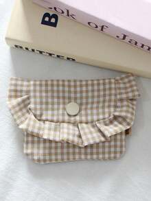 1Pc Cute Plaid Pattern Camera Bag CCD Storage Bag Canvas Camera Case Mini Cute Square Cosmetic Bag Camera Dustproof Storage Bag Camera Pouch Women Lipstick Sanitary Napkins Storage Pouch Wallet Coin Purse Card Holder - Multicolor - View 15