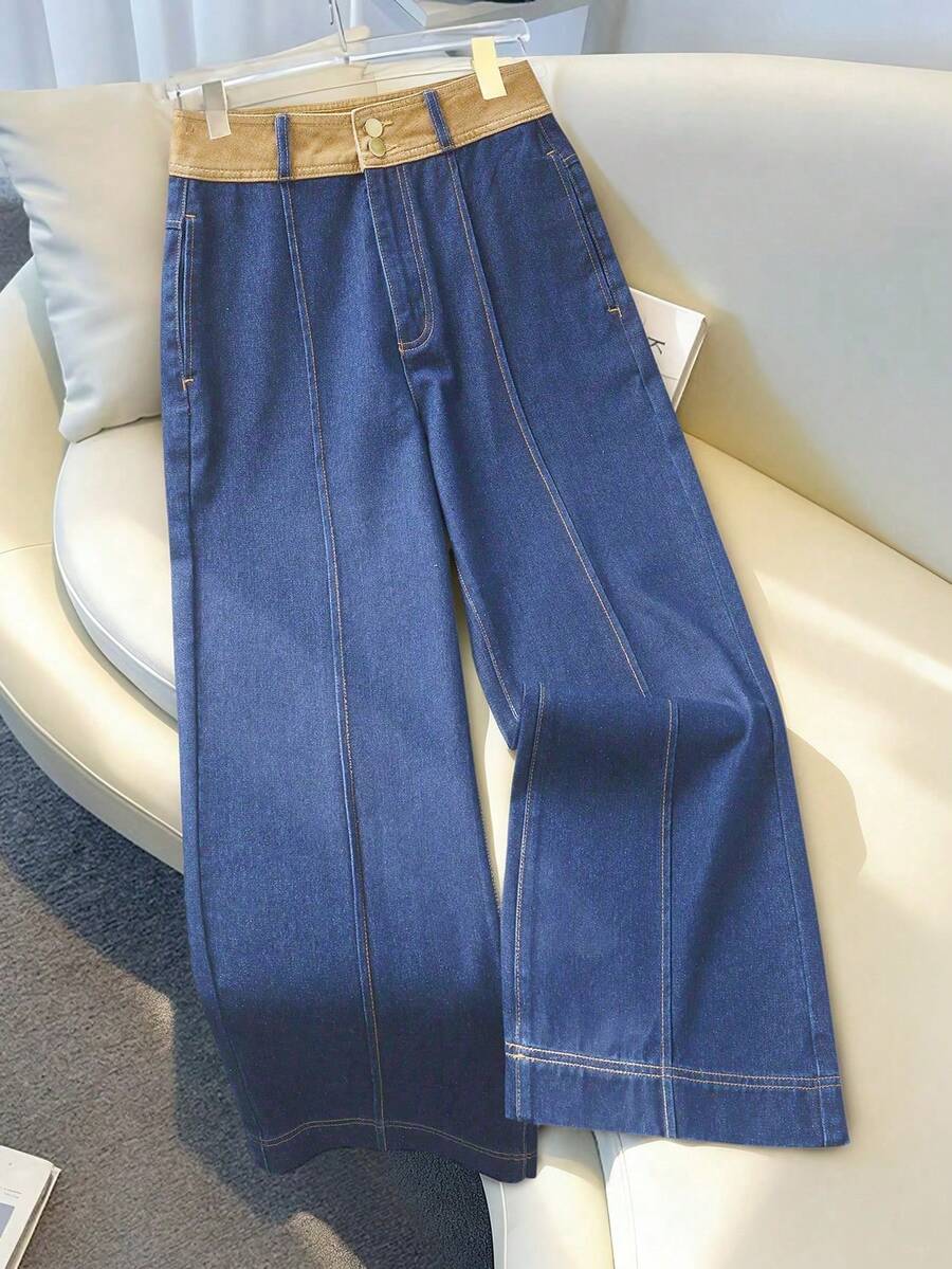 GlowEve CURVE Plus Size Women's Casual Two-Tone Non-Stretch Denim Jeans, All Season - Medium Wash - View 1