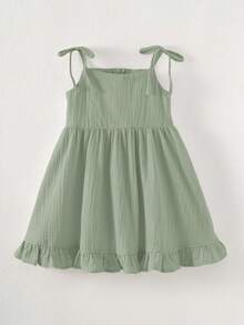 SHEIN Vestido de tirantes finos de unicolor tejido para niña joven - verde menta - Ver 7