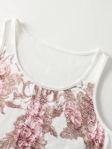 EMERY ROSE Women's Summer Casual Floral Print Round Neck Everyday Tank Top - White - View 6