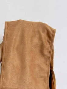 Soleia Summer Women's Sexy 70s Western Suede Backless Eyelet Decor Lace-Up Top Y2K V-Neck Cold Shoulder Holidays Dates Going Out Vacation Afternoon Tea Camel - Khaki - View 6