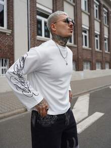 Artur Kramer Men's Casual Vintage Font Print Long Sleeve T-Shirt - White - View 5