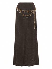 SHEIN Swim 3 PiecesWomen's Casual Vacation Swimsuit Set With 3/4 Sleeve One-Piece - Brown - View 3