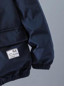 SHEIN 青少年男孩春秋休閒百搭連帽外套 - 藏蓝色 - 查看 5