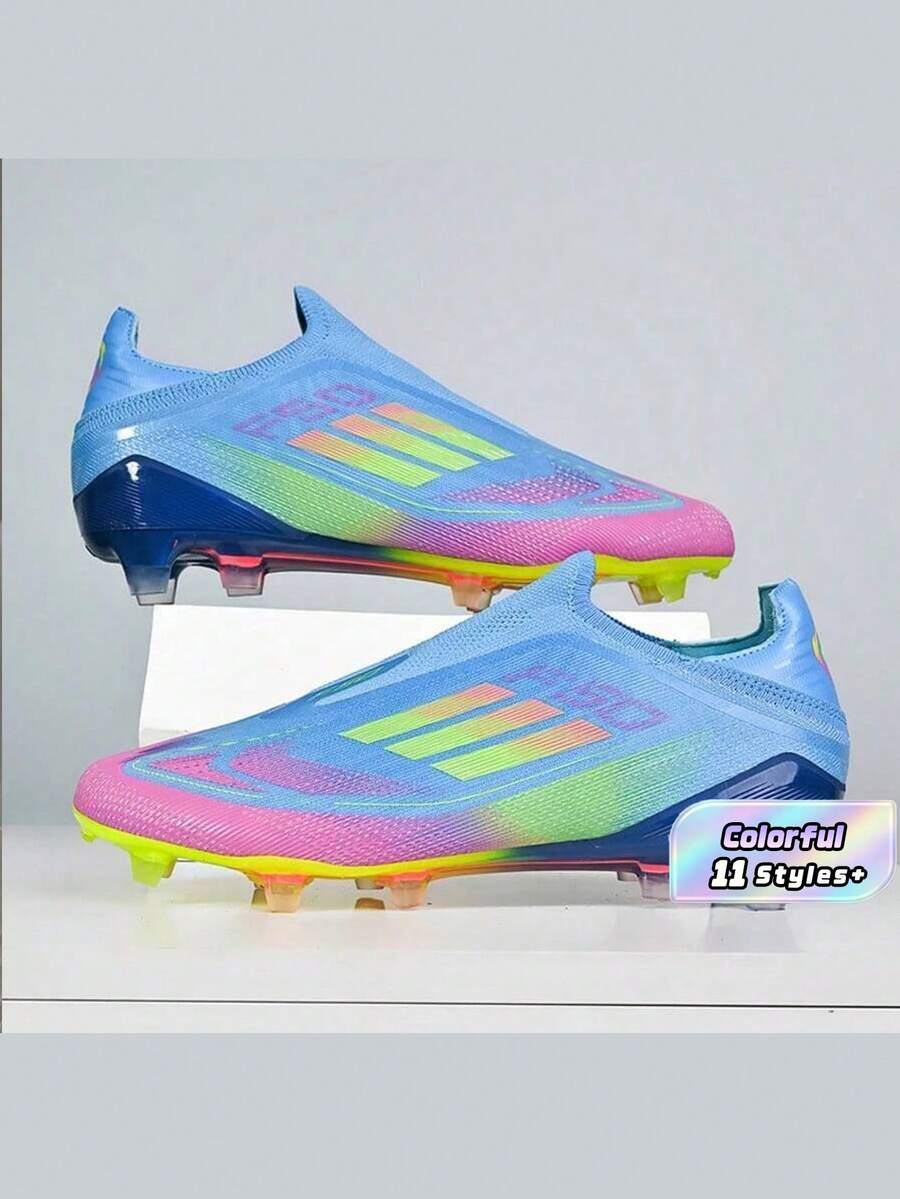 1 Pair New Seamless Soccer/Football & Rugby Cleats, Low-Top Design With Long Heel Studs. Wear-Resistant, Anti-Slip And Excellent Traction, Unisex For Adults - Cadet Blue - View 1