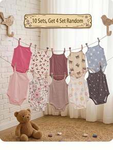 Baby Girl Ribbed And Floral Print Cami Bodysuit Multipacks Adorable Snaps - Multicolor - View 4