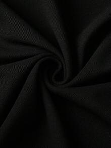 Manfinity Homme 男士條紋飾邊鈕扣休閒工作長袖 Polo 衫，男友禮物，秋季，正式 - 黑色 - 查看 5