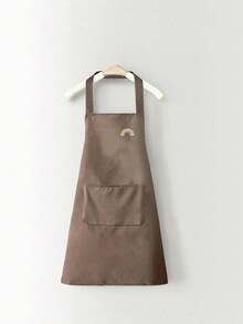 Multi-Color Cotton Work Apron With Brown Straps & Pockets, Waterproof Adjustable Apron For Men Women, Ideal For Kitchen, Coffee Shop, Bakery & Cooking - Multicolor - View 11