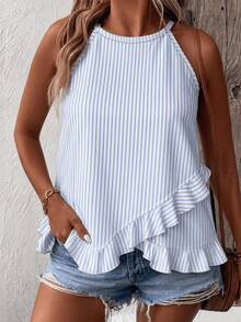 EMERY ROSE New Women's Fashion Striped Print Versatile Vacation Plus Size Tank Top - Multicolor - View 3