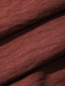 Livesso Women's Solid Color V-Neck Pleated Casual Daily Home Wear Jumpsuit - Burgundy - View 7