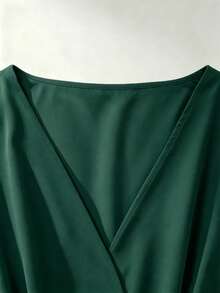 Franclia Vestido largo elegante de unicolor con volantes para mujer talla grande para primavera y verano - Verde Oscuro - Ver 7