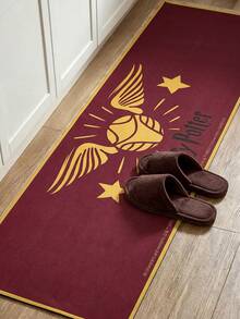 HARRY POTTER X SHEIN A Rubber Kitchen Long Carpet, Cartoon Printing Pattern, Nordic Light Luxury High-End Style Kitchen Mat, Long Running Carpet Laundry Carpet, The Fabric Is Thick And Foot-Feeling, Easy To Take Care Of, Machine Washable And Washable, Practical Entrance - Burgundy - View 4