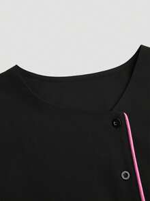 TaskEZ Nursing Uniform Set: Round Neck Short Sleeve Top And Pants Nursing Uniform Set, Suitable For Healthcare Professionals - Black - View 5