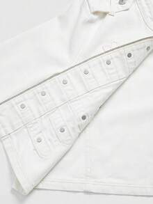 ROMWE Grunge Punk Nautical Punk Vintage Metal Buckle Distressed Washed Denim Thin Jacket Coat - White - View 7
