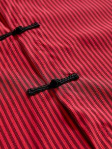 SWAVVY Men's Striped Short Sleeve Button-Up Casual Shirt - Red - View 6