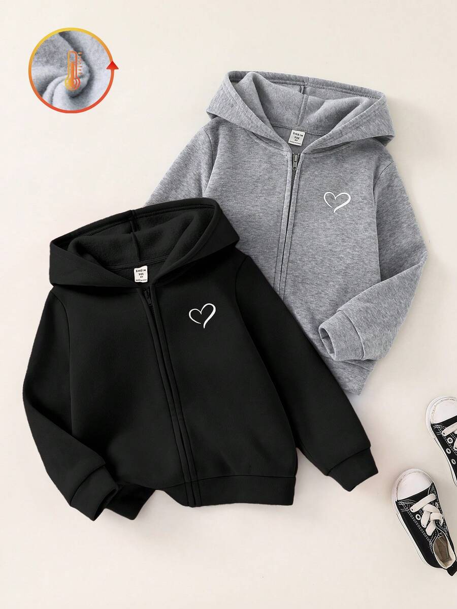 女童純色連帽寬鬆休閒衛衣 秋冬款 度假風 學院風 - 淺灰色 - 查看 1