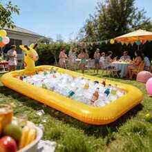 Giraffe 4-In-1 Inflatable Water Play Mat, Anti-Slip Swimming Pool Sprinkler Ball Pit And Party Ice Bucket, Thickened Backyard Pet Dog Water Toy - Elongated - View 4