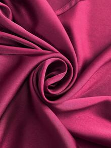 Vionelle Plus Size Women's Summer New Elegant Romantic Short Sleeve Dress, V-Neck, Slit Dress, Ruched Bust, Suitable For Dating, Afternoon Tea Outfit, Exquisite Elegant, Romantic Streetwear - Burgundy - View 8