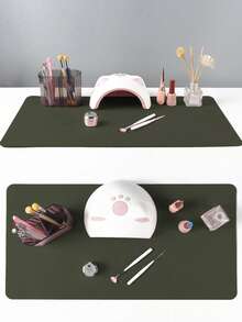 Alas Meja Nail Art Warna Hijau Army, Terbuat dari Kulit PU Tahan Air dan Lembut, Dirancang untuk Meja Studio dan Sandaran Tangan Nail Art yang Dapat Dilipat. Ideal untuk Seniman Kuku di Salon dan untuk Penggunaan di Rumah. - Hijau Tentara - View 5