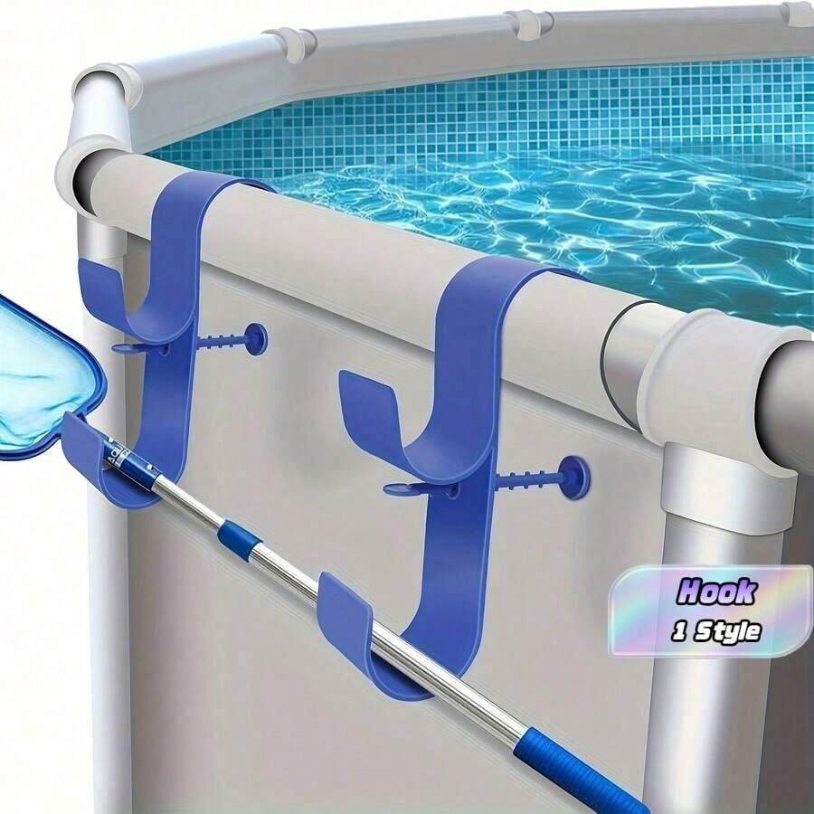 2pcs Adjustable Fixed Swimming Pool Pole Holder - Durable Plastic, Suitable For In-Ground Pools, Swimming Pool Accessories | Adjustable Bracket | Plastic Construction, Pool Pole Holder, A Great Pool Accessory - 2 Pack - View 1