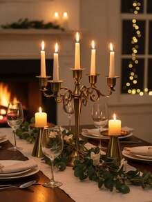 Vintage Retro Candlestick Set (5/3 Arms), Elegant Table Decor For Wedding Banquet, Proposal, Birthday & Family Gathering, Romantic Atmosphere For Outdoor Terrace, Office & Dining. - multicolor - View 3