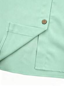 SHEIN LUNE Set 2 Potong Wanita Kasual Tropis untuk Liburan Pantai Musim Panas, Blus Tanpa Lengan Sifon Transparan Motif Macan Tutul dan Celana Kaki Lebar Warna Hijau Muda Mint - Mint Green - View 5