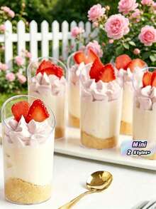 20/10pcsSmall Slanted Dessert Cups, Slanted Round Cups, Mousse Cups, Pudding Cups, Dessert Cups, Small Transparent Jelly Pudding Ice Cream Mousse Cups, Ideal For Mousse, Pudding And Desserts, Suitable For Weddings, Holidays, Parties - White - View 1