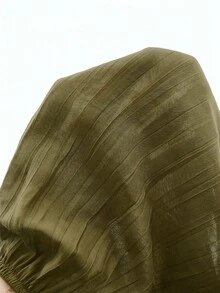 Dripcurv 大尺碼女款夏季奶油黃蕾絲飾邊軍綠色上衣，休閒度假上衣，寬鬆A字版型，夏季穿搭，度假穿搭，夏季上衣 - 軍綠色 - 查看 4